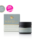 Maydi Peptide Eye Cream jar and box with 'Legal Beauty' award on a white background