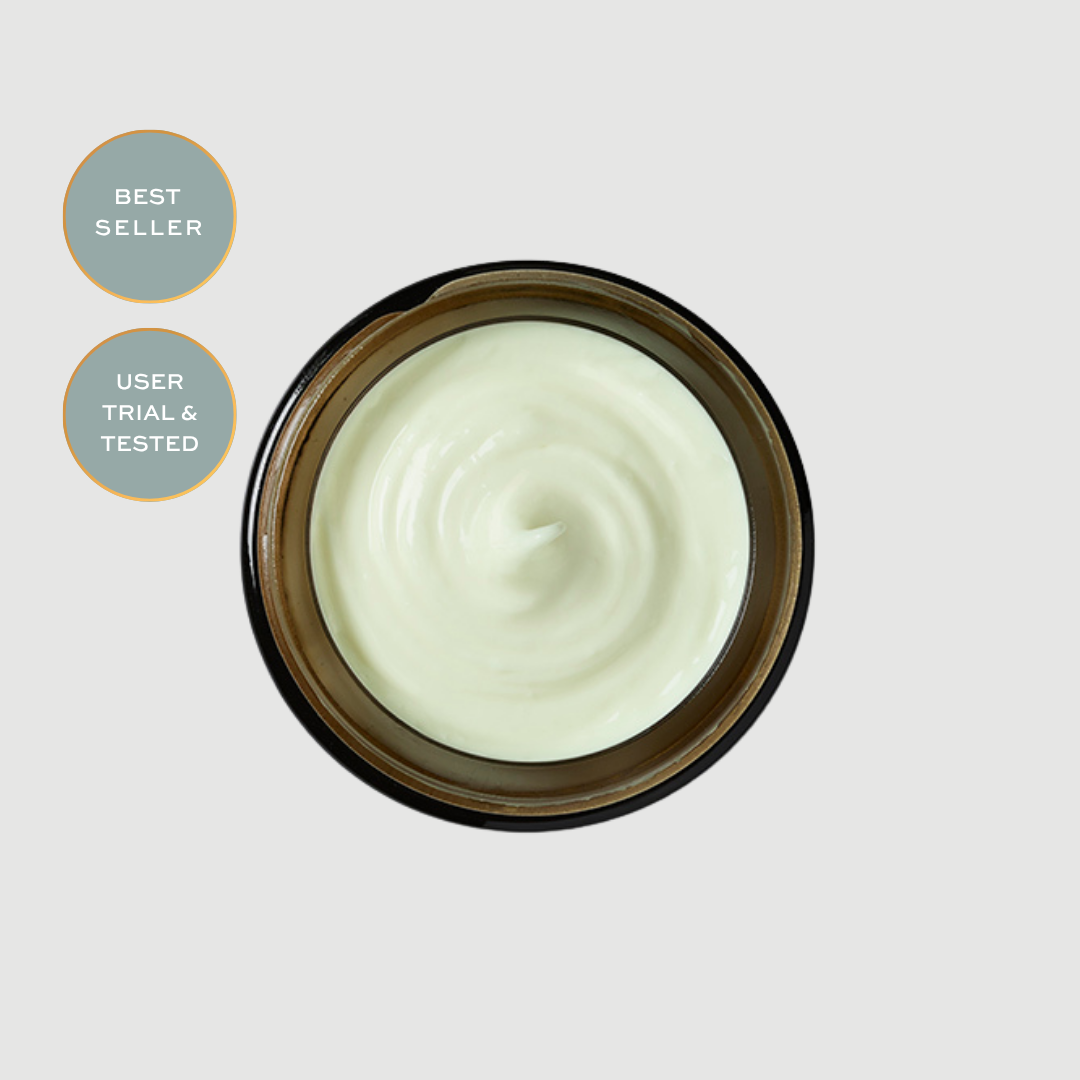 Jar of cream of Maydi+ Rejuvenating Night Cream, with a white background. best seller and user trial tested.